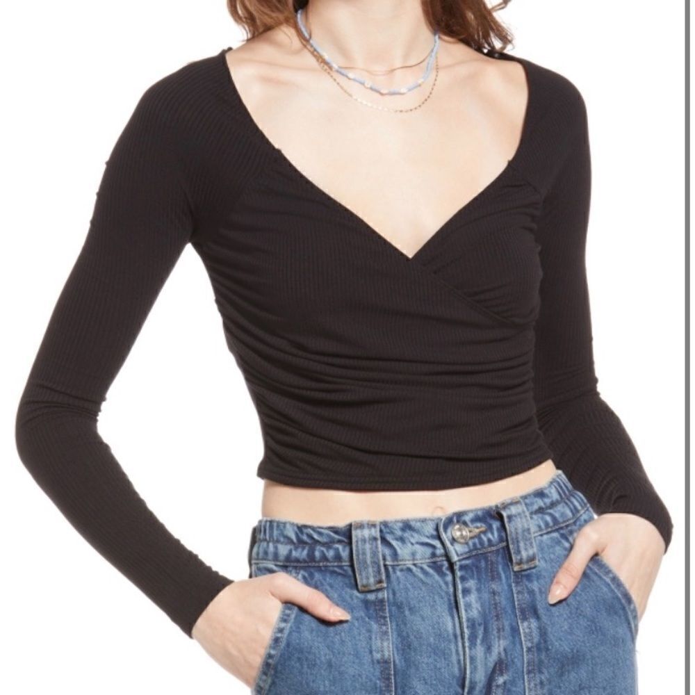 NWT BP Nordstrom Long Sleeve Cropped Top Ribbed Sz S